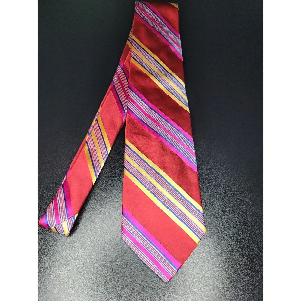 Valentino Men's Necktie Red Striped Silk 3.75